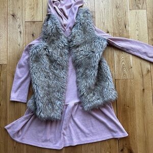 Tucker + Tate Pink Hooded Dress with Faux Fur Vest Girls 6-7
